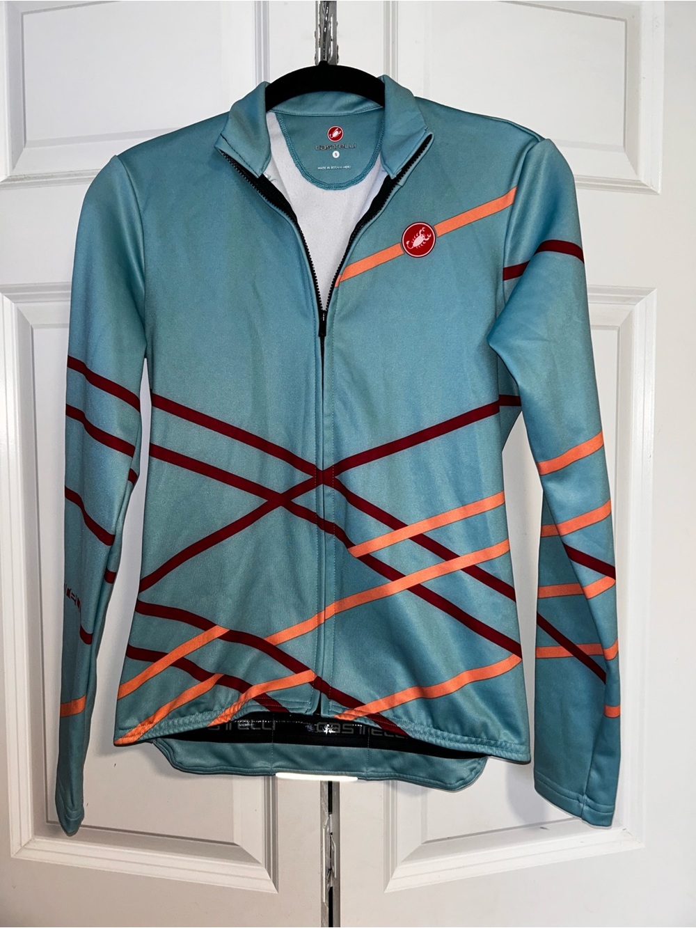 Castelli Women's Teal Long-Sleeve Cycling Jacket with Orange Accent